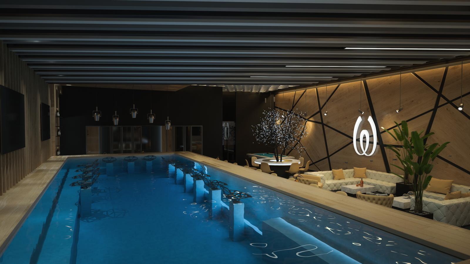 כיסאות בר בתוך הבריכה, ממש כמו בחו''ל