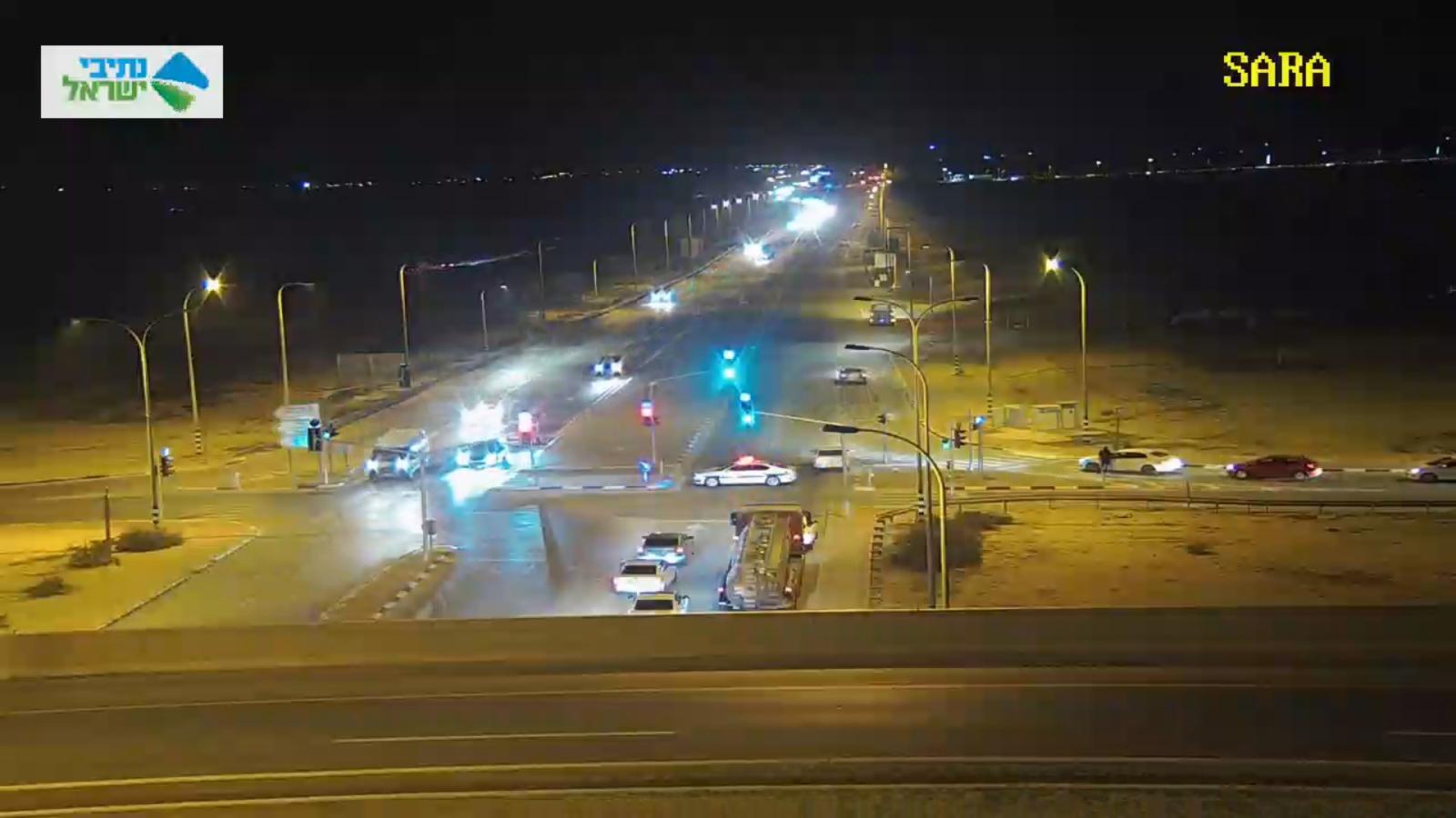 מחסום משטרתי בכניסה לבאר שבע. אין גישה לכביש 25 (צילום: מצלמות התנועה ש נתיבי ישראל / שימוש הוגן על פי סעיף 27 א')