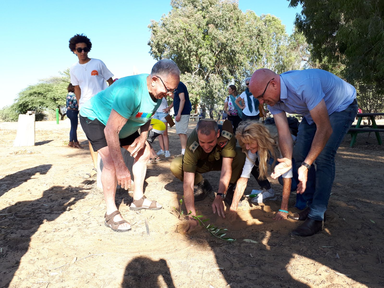 חניכי המכינה שותלים עצים בשדות שנשרפו (צילום: מדרשת שדה בוקר)