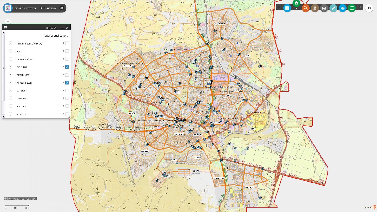 פריסת מצלמות האבטחה בבאר שבע (צילום מסך: מתוך אתר עיריית באר שבע)