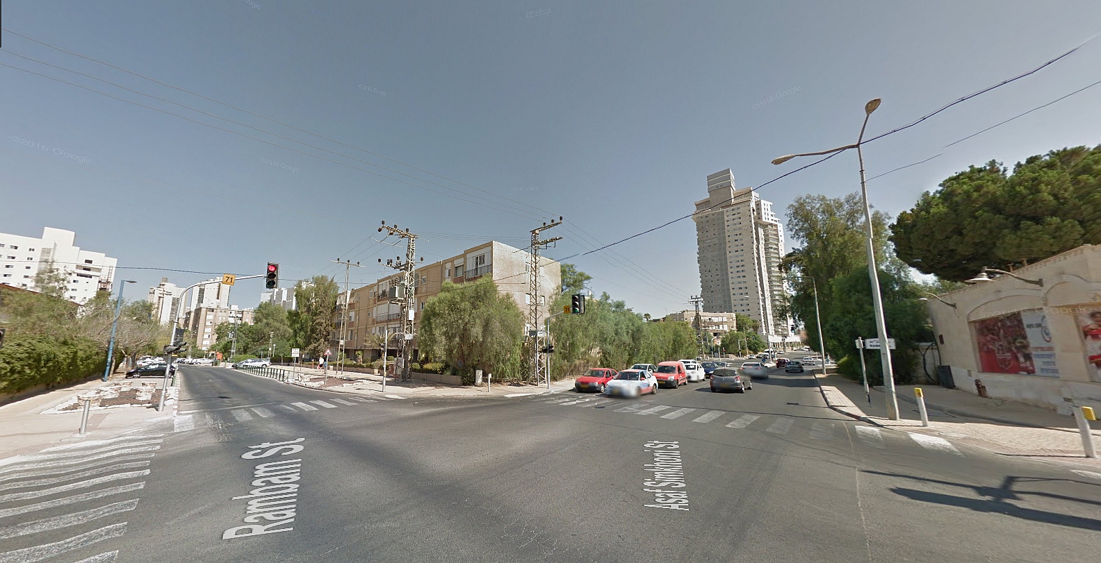 צומת הרחובות אסף שמחוני-רמב''ם בבאר שבע (צילום: גוגל מפות)