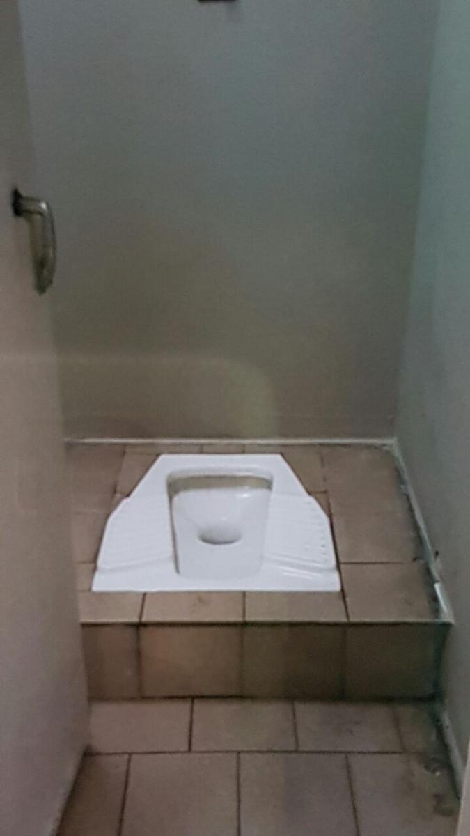 בול פגיעה בסאן סירו. שירותים בלי אסלה נורמאלית, בלי נייר טוואלט