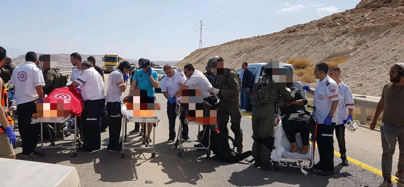 זירת התאונה (צילום: תיעוד מבצעי מד''א)