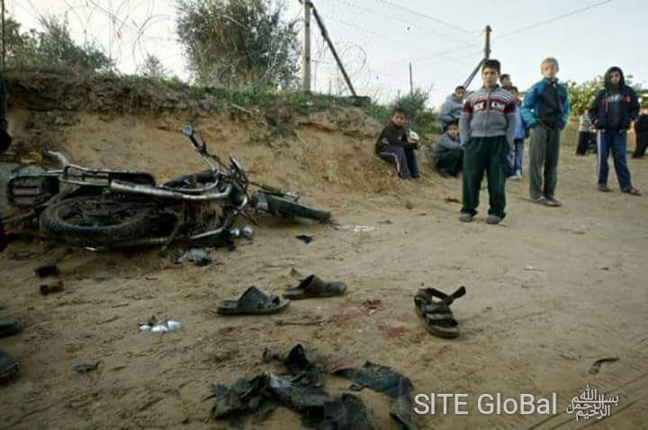 שרידי האופנוע, בצילום שפורסם ברשתות חברתיות