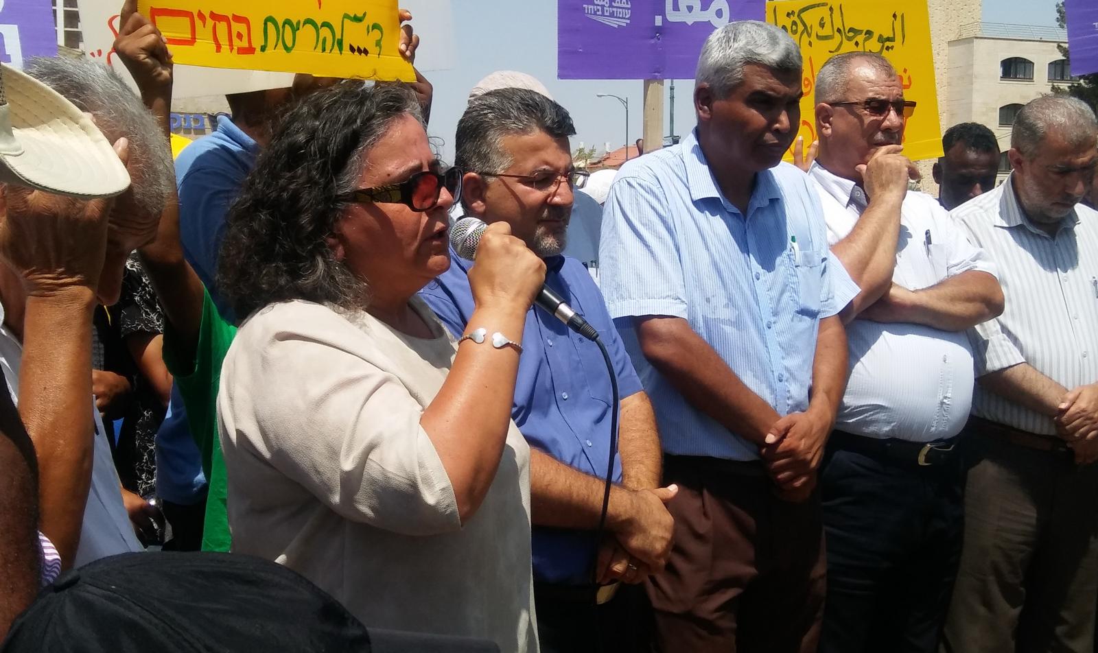 ח''כ איידה טומא סולימן, בעצרת בב'''ש (צילום: דני בלר)