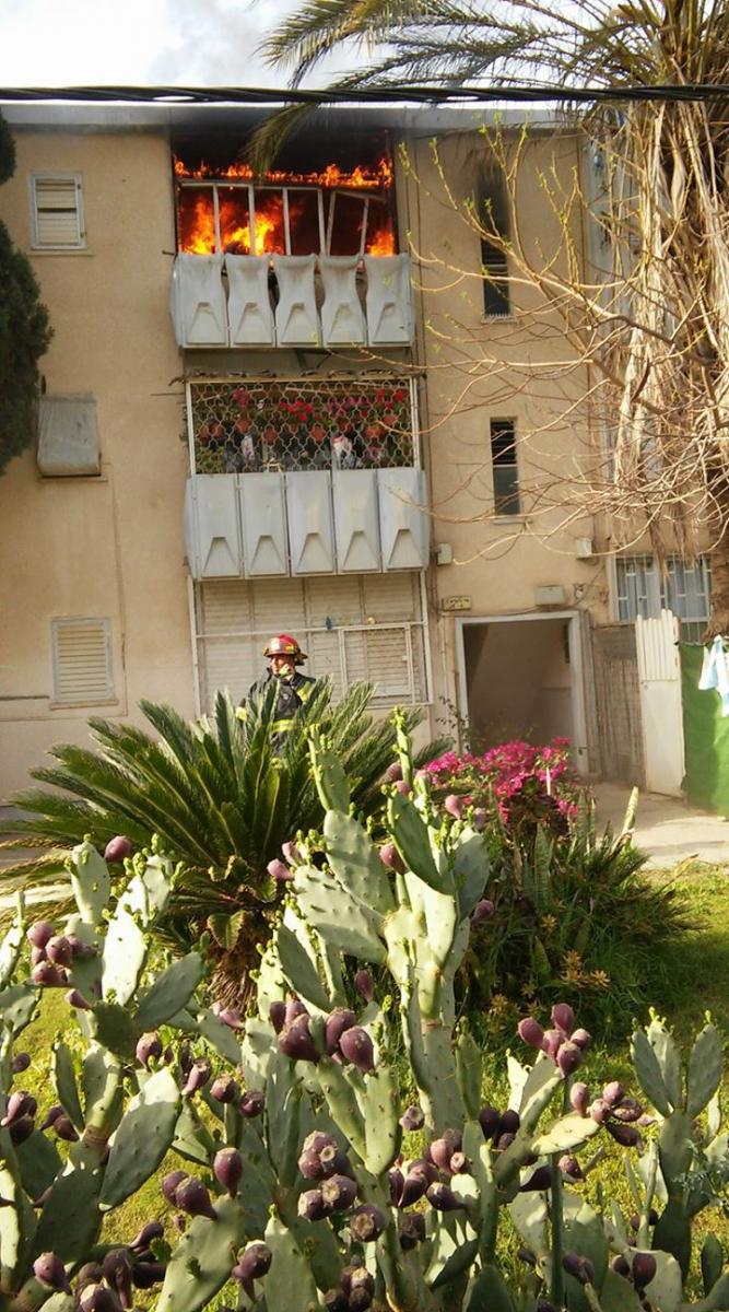 כוחות כיבוי מכבים את השריפה (צילום: ויויאן אבנר)