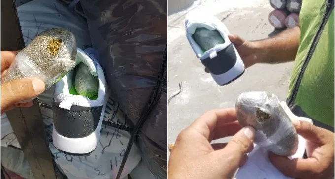 צפו: תושב רהט ניסה להבריח סמים לעזה - בתוך נעליים