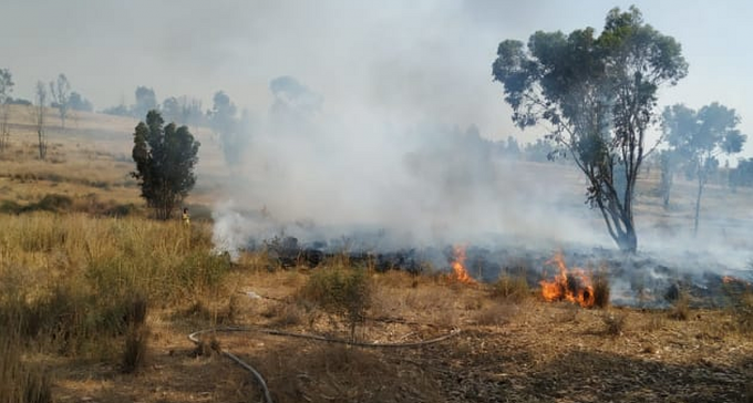 מצב חירום בשל גל השריפות: שריפה בפארק נחל ב''ש, בתים פונו בעוטף