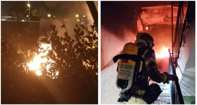 שני בניינים בערו בו זמנית