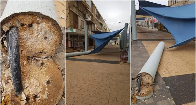 בנס לא נגמר באסון: עמוד בטון קרס בגילת, עץ קרס במרכז אורן