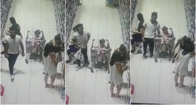 צפו: גנב בלי בושה לוקח טלפון מתוך עגלת תינוק