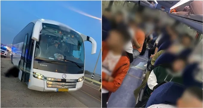 אוטובוס השב''חים: 73 פלסטינים ונהג נעצרו במעבר מיתר