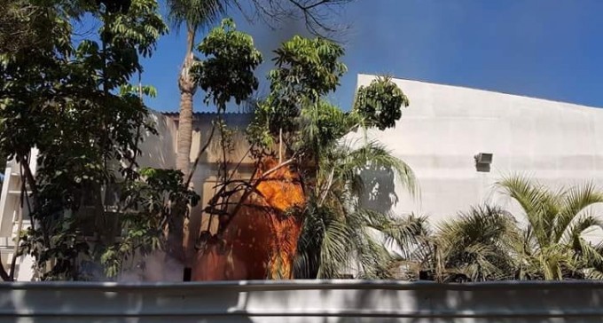 בלון תבערה נחת במכללת ספיר, גרם לדליקה. משט בדרך לעזה