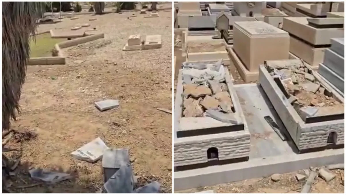 מזעזע: מצבות חוללו בבית העלמין הישן בבאר שבע (תיעוד)