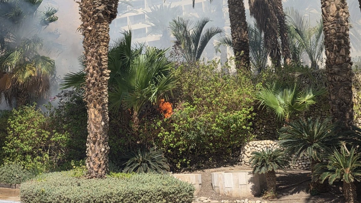 בעיצומה של חופשת הפסח: שריפה פרצה סמוך למלון דייוויד בים המלח (תיעוד)