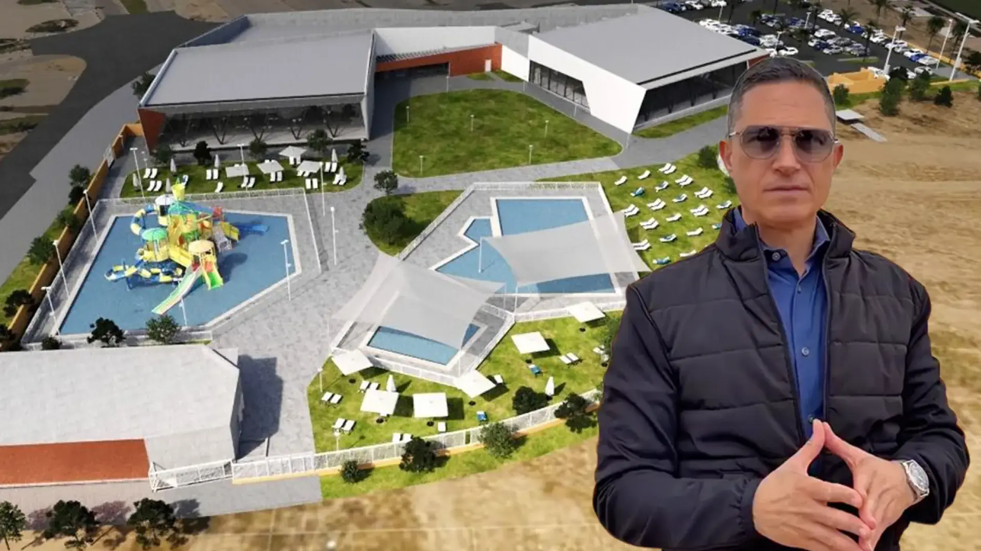 הדמיית קומפלקס הבריכות והספורט החדש בבאר שבע סמוך לאצטדיון טרנר