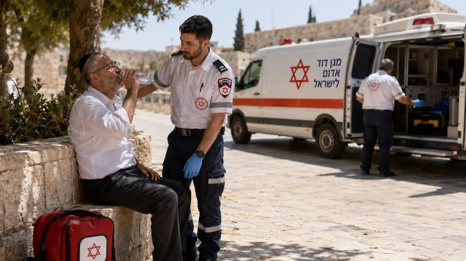 צוותי מד״א בכוננות לקראת צום תשעה באב בצל החום הכבד