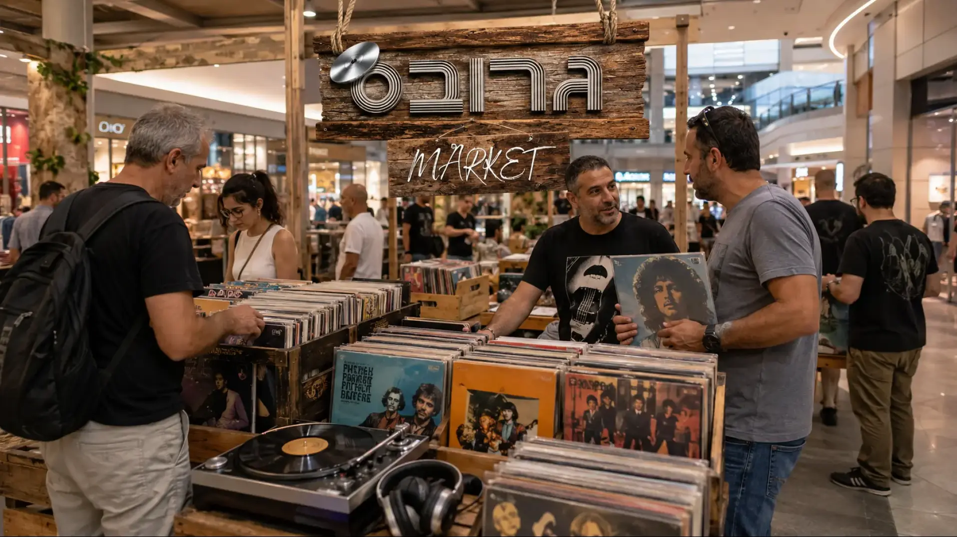 יריד גרובס מרקט עם תקליטי ויניל בקניון עזריאלי הנגב בבאר שבע