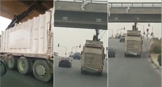 אחרי 10 ימים, אותר נהג משאית האשפה שפגעה בגשר רמות