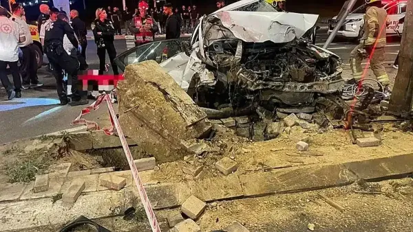 זירת תאונת דרכים בבאר שבע, המחשה לנתוני ההרוגים בעיר בשנת 2025 על פי עמותת אור ירוק