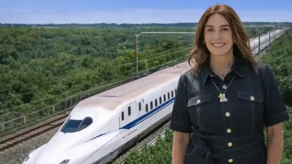 השרה רגב על רקע רכבת מהירה