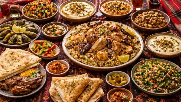 אישה בדואית אופה לחם בטבון במתחם פתוח בנגב