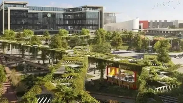 שלדי בניינים של קריית המודיעין החדשה ליד צומת שוקת, בין באר שבע למיתר