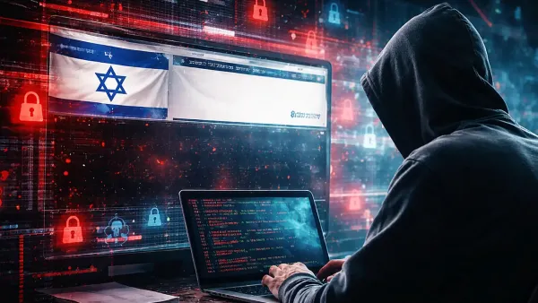 המחשה של מתקפת סייבר על אתר אינטרנט ישראלי במסגרת ניסיונות תקיפה של האקרים איראניים.