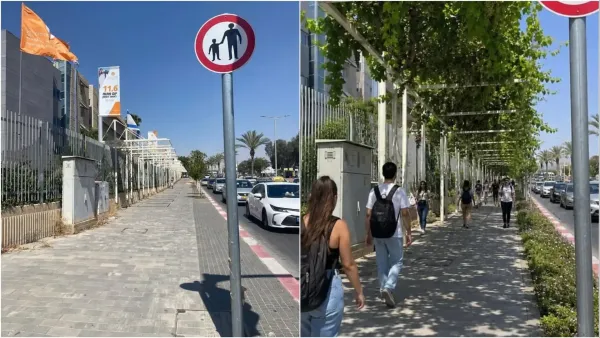 הדמיית AI של רחוב בבאר שבע לאחר שדרוג עירוני עם עצים, הצללה, ספסלים ומרחב ציבורי נעים יותר לתושבים.