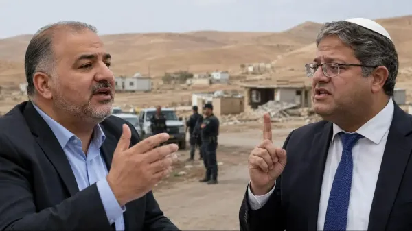 מנסור עבאס ואיתמר בן גביר על רקע שטחי הנגב ודיון על הריסות בנייה בלתי חוקית