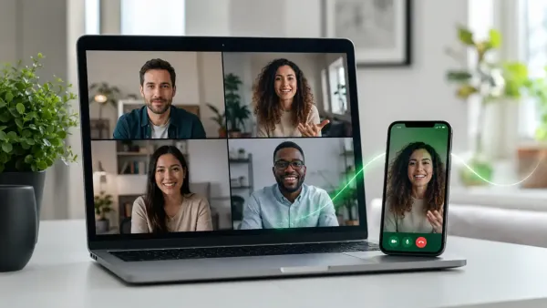 שיחת וידאו באמצעות WhatsApp Web במחשב לצד אפליקציית וואטסאפ בטלפון הנייד