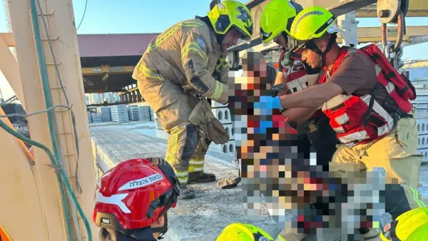 תאונת עבודה בסיבוס באר שבע: עובד נלכד תחת פלטת בטון