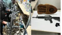 רובי M-16 שנתפסו על ידי כוחות המשטרה במהלך פעילות בתל שבע ובפזורת אלסייד.