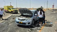 כוחות מד"א והצלה בזירת תאונת דרכים בכביש 40 סמוך לצומת טללים.