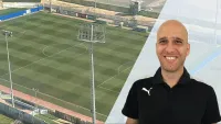 שחקני מועדון ספורט דימונה על כר הדשא באצטדיון העירוני בדימונה