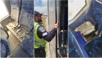 אוטובוס להסעת תלמידים בדרום שנבדק על ידי שוטרי אגף התנועה בעקבות ליקויי בטיחות חמורים.
