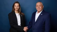 אליענה זקס לצד גדי איזנקוט לאחר מינויה לראש מטה הצעירים של מפלגת ישר